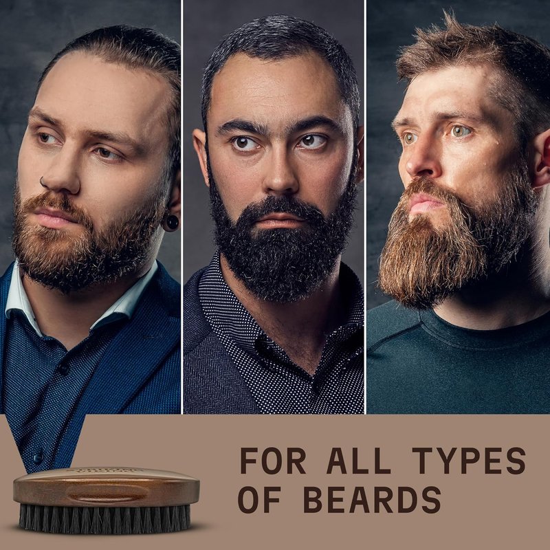 Viking Beard Brush for Men - 4.3 in Beech Wood Handle with Boar Bristle - Travel Size Grooming Tool