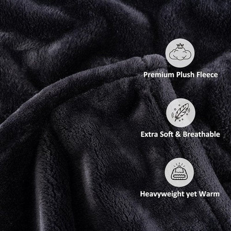 Micorfiber Fleece Blanket - Heavyweight Plush Warmth for Couch & Bed | 70in x 90in, Black