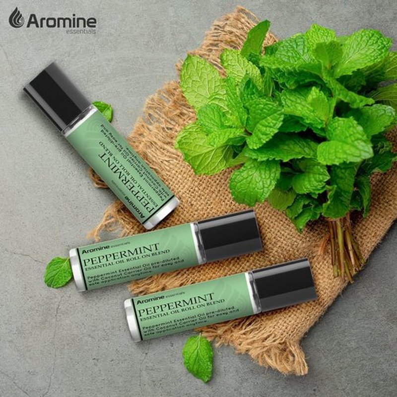Peppermint Essential Oil Roll-On | Premium Therapeutic Grade, Pre-Diluted 10ml (Pack of 2)