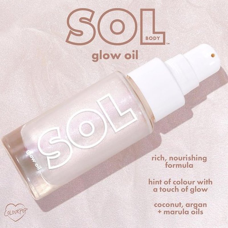 ColourPop SOL Mini Shimmering Dry Oil - Radiance-Boosting Body Oil with Coconut, Argan & Marula - Moonstone (0.88 fl oz)