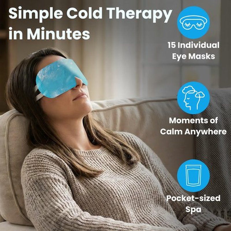 CHILL Self Cooling Eye Mask for Puffy Under-Eyes, Dark Circles, Hyaluronic Acid Long-Lasting Disposable Cold Eye Compress, Easter Basket Stuffers, Spa Relaxation and Self-care Gifts for Women & Men