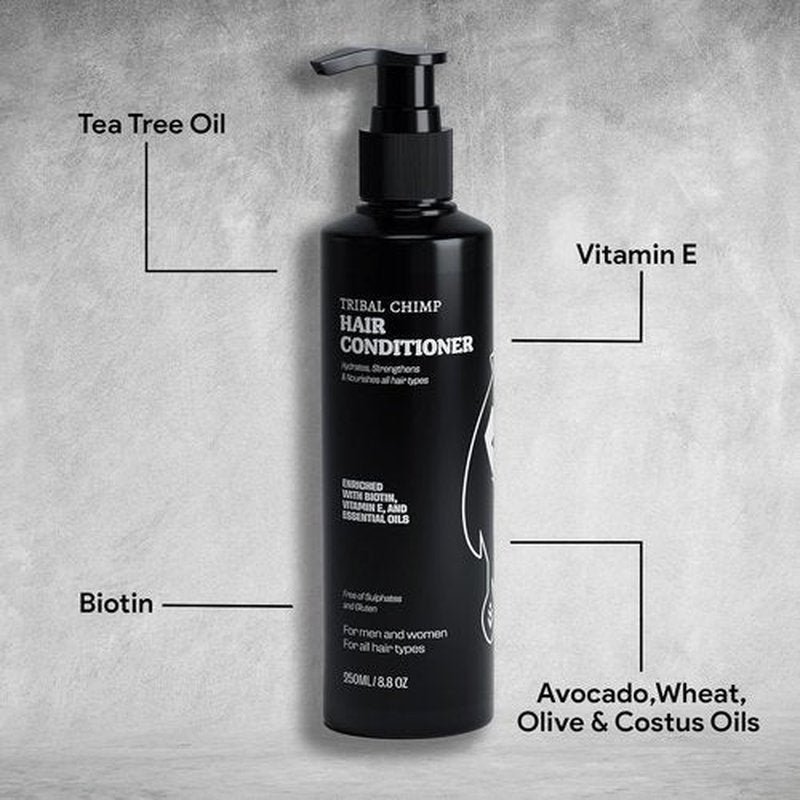 Tribal Chimp Hair Conditioner - Hydrating & Strengthening Formula with Peppermint, Tea Tree Oil & Biotin - 8.8oz