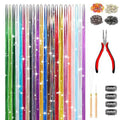 GTTUKK 6600+ Strands Hair Tinsel Kit with Tools, 22 Colors 48 Inch Fairy Hair Extensions with Silicone Beads, Plier & Hook for Women Party(With 1 plier)