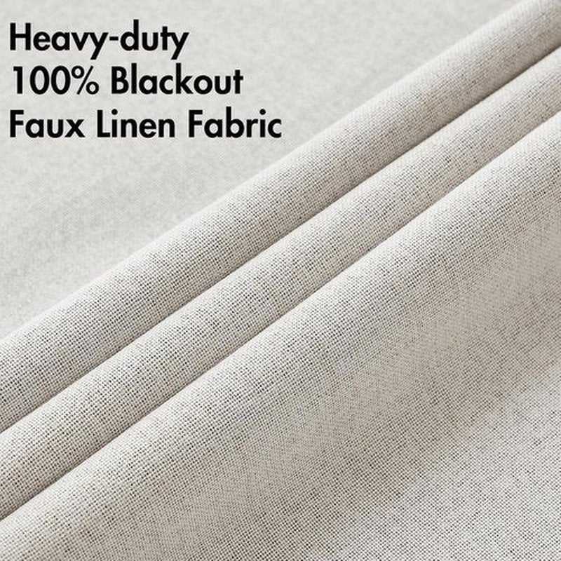 MIULEE Blackout Curtains - 100% Thermal Insulated Linen Textured Drapes | Cream White, 52 x 63 Inch (2 Panels)