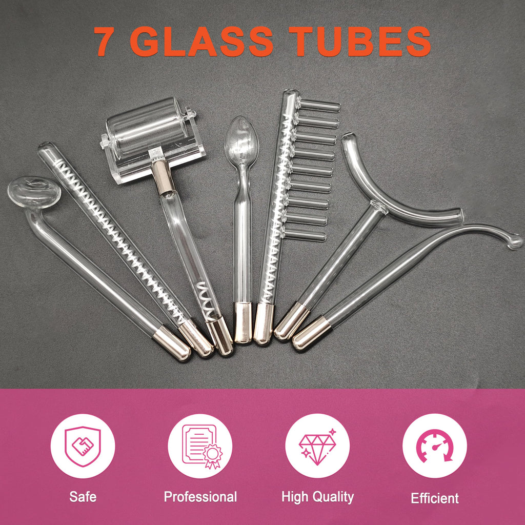 Hi Frequency Facial Care Tool Skin Tonning Device with 7 Electrode Tubes 2 Colors Options Elitzia ETSC640N (Orange)