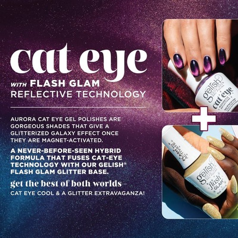 Gelish Aurora Cat Eye Effect Magnet Gel Polish – Reflective Flash Glitter Galaxy, Multi-Dimensional Iridescent Shimmer, Soak-Off, Vegan & Cruelty-Free. (Space Dust, 15mL)