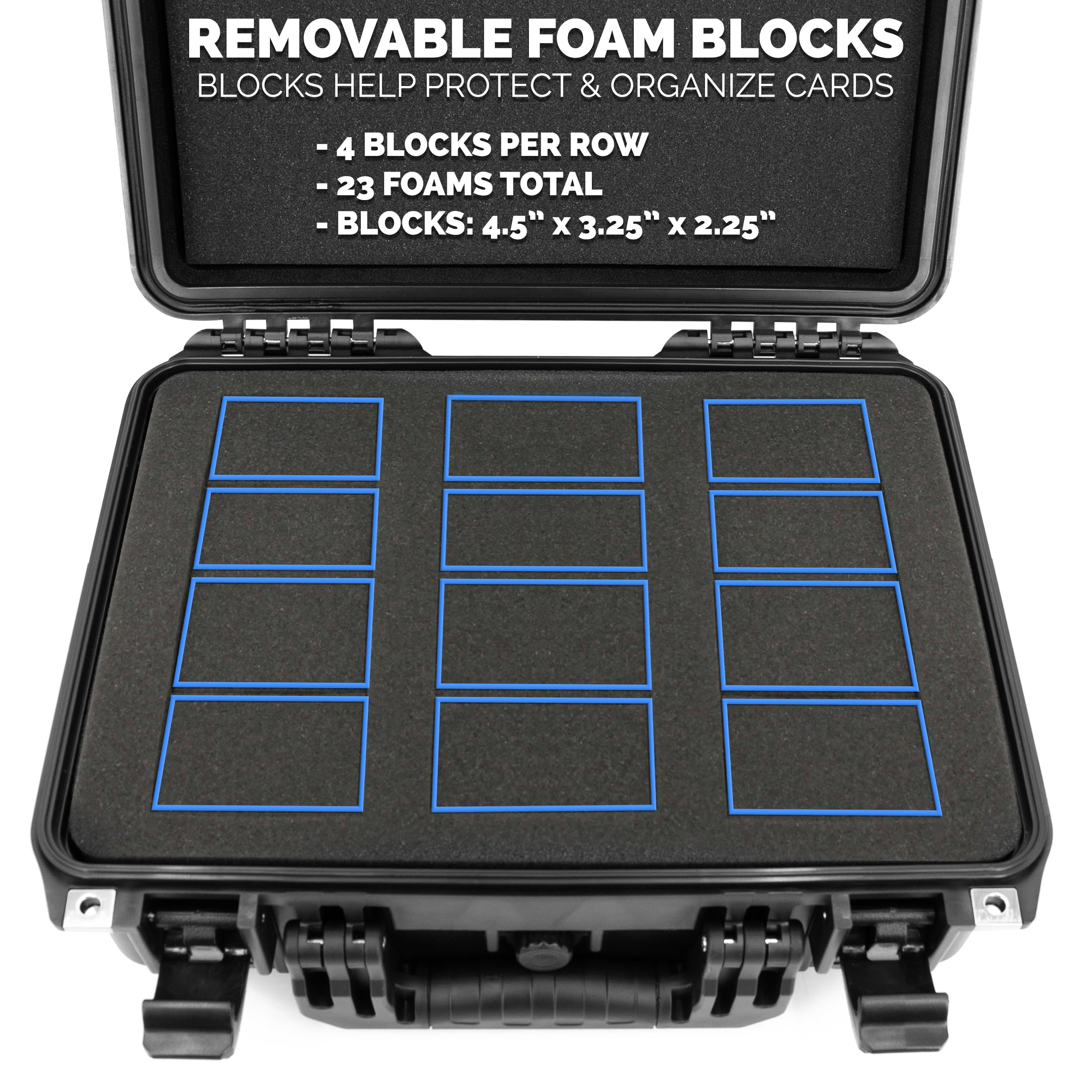 CASEMATIX Waterproof Graded Card Storage Box for 100 PSA, BGS, CSG Sports Cards – IPX7 Protective Holder Case Fits PSA Slabs and Toploaders With Dividers – Durable Collectible Card Case