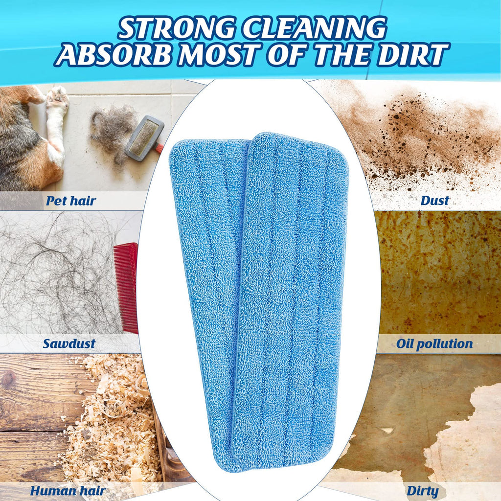 24 Pack Microfiber Mop Pad, Spray Mop Replacement Heads for Wet Dry Mops, Machine Washable Reusable Household Replacement Pads for Hardwood and Hard Surface Floor Cleaning and Scrubbing