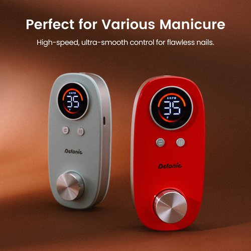 Delanie Rechargeable Nail Drill for Acrylic and Gel Nails 35000 RPM, Efile Nail Drill Professional with 5000mAh Battery, Portable Electric Nails Drill with Coreless Motor for Manicure Pedicure, Red