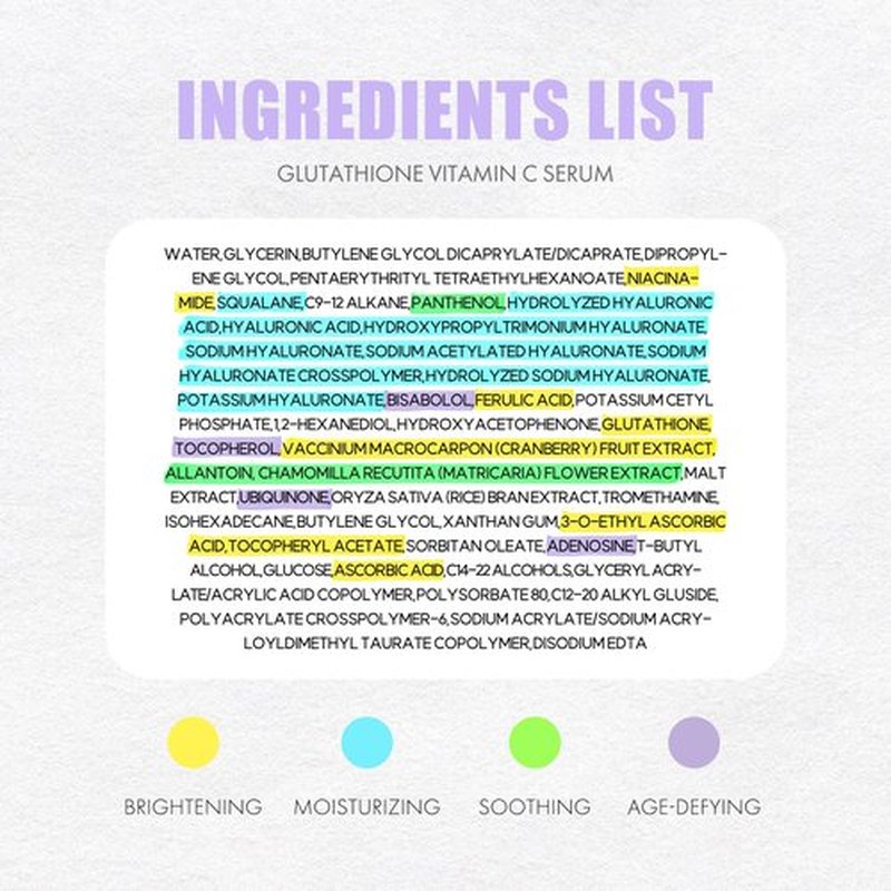 Glutathione Vitamin C Serum 50ml - Step-by-Step Discoloration Correcting Serum with Hyaluronic Acid & Niacinamide - Moisturizing & Hydrating K Beauty Skin Care (1.69 fl oz)