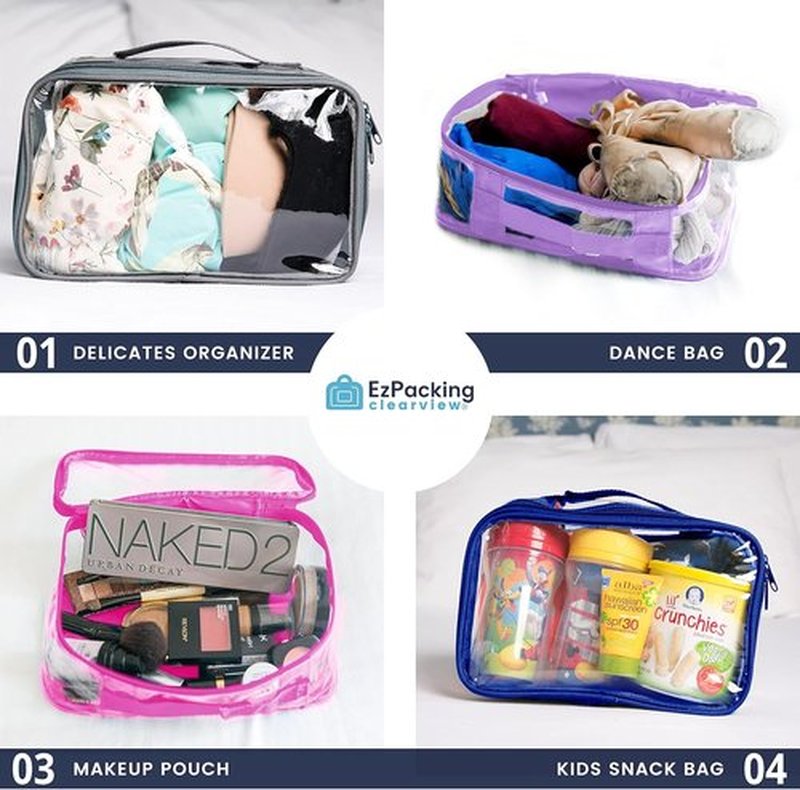 Skiennix Clear Travel Packing Cube - Transparent PVC Pouch for Suitcase & Backpack | Multipurpose Organizer (Black)