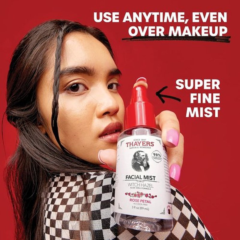 Thayers Witch Hazel Facial Mist Toner - Alcohol-Free, Soothing Aloe Vera & Rose Petal | Trial Size 3 oz