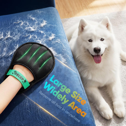 2026 Thickened Electrostatic Pet Hair Removal Gloves (2 Pcs) - Reusable Strong Grooming Gloves for Cats & Dogs, Hair Remover Gloves for Couch, Furniture, Carpet, Car Seats & Clothing Purple (Black)