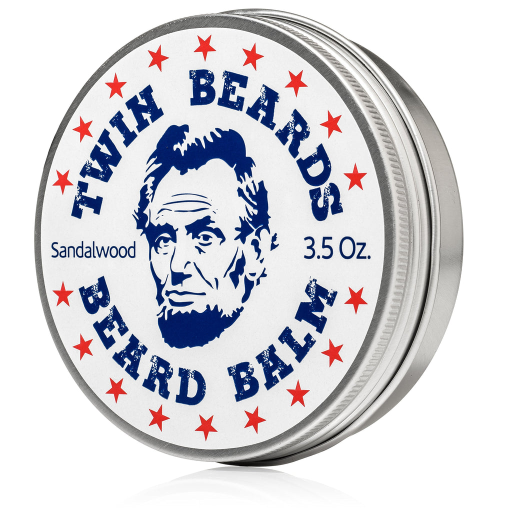 Twin Beards Sandalwood Beard Balm | Conditions & Strengthens for a Softer & Thicker Beard | Cocoa Butter, Bees Wax & Jojoba Oil | 3.5 oz