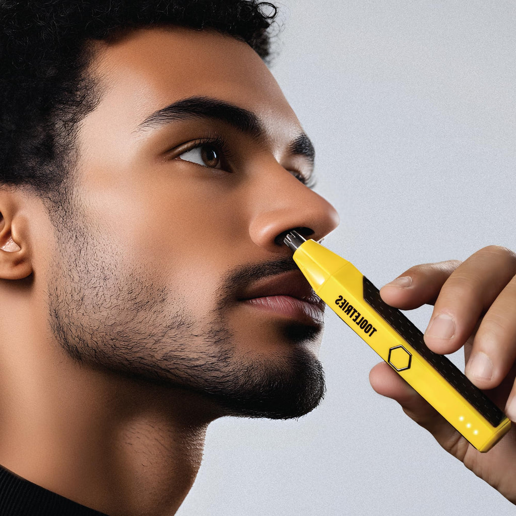 TOOLETRIES The Ranger Electric Nose & Ear Hair Trimmer for Men, Rechargeable Waterproof Trimmer, Stainless Steel Dual-Edge Blades, LED Precision Spotlight, Wet & Dry Grooming, Travel Lock - Yellow