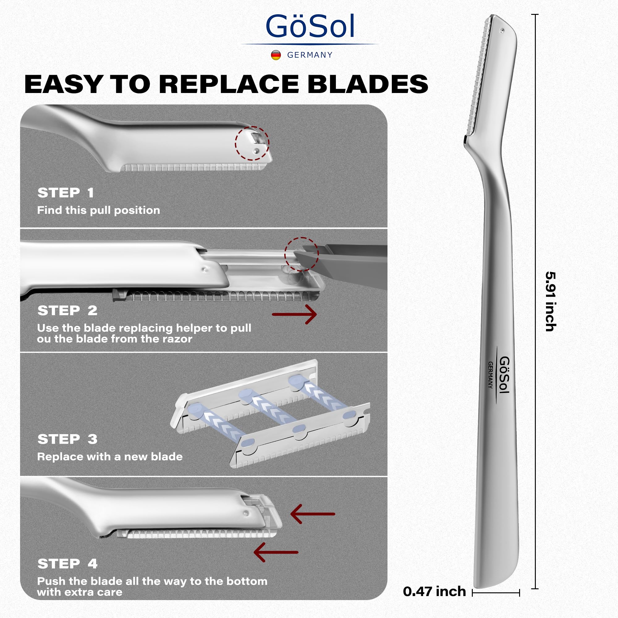 GöSol Professional Metal Dermaplaning Razors W/Extra 3 Refills