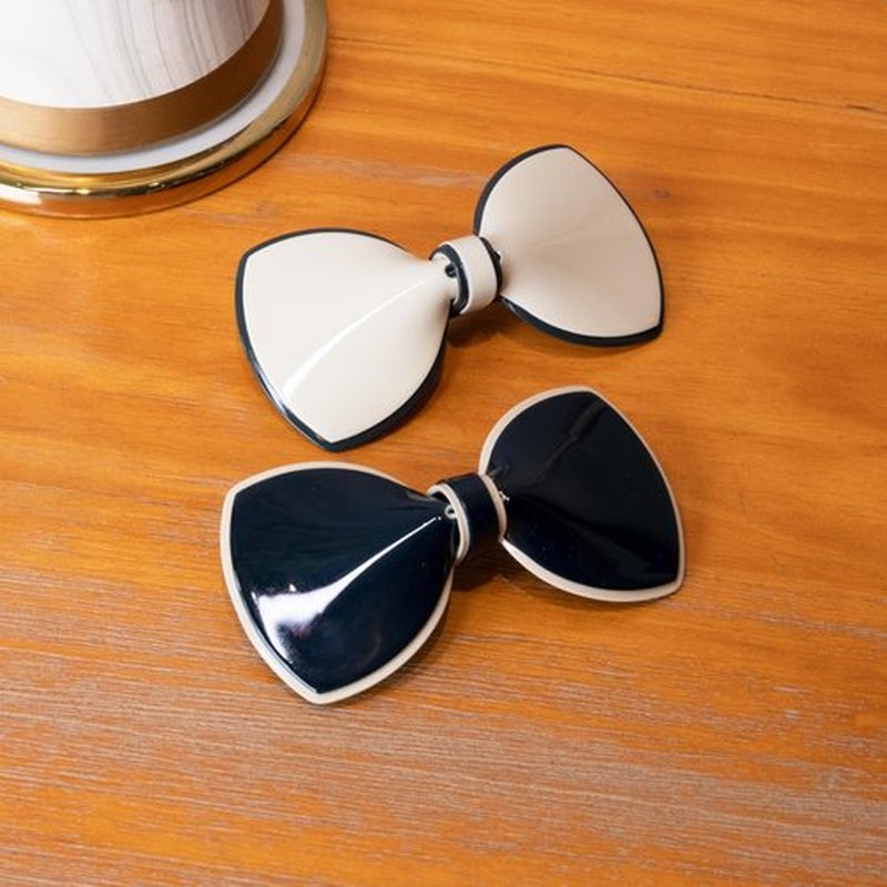 Elegant Hair Clips Resin Hair Barrettes Sparkly Black & White Minimalist Style with Metal Snap Hairpins Glitter for Women (Bow NO.3)