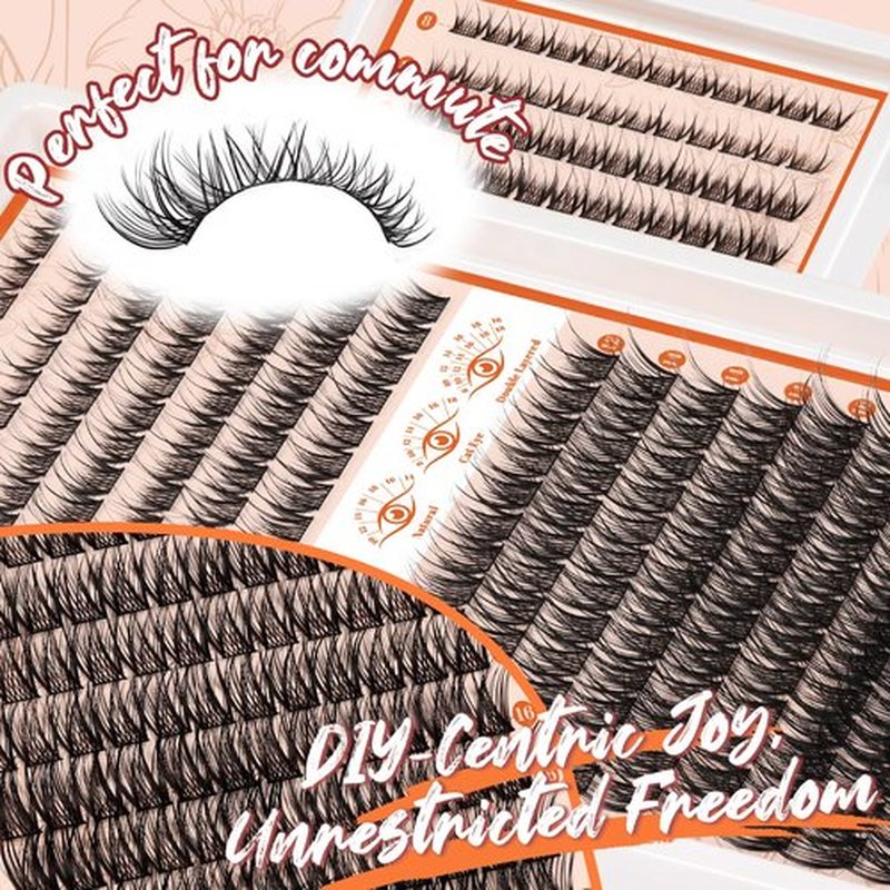 Seeklip Natural Lash Clusters Kit 192Pcs Wispy Lashes Clusters Kit 8-18mm Mix Length Cluster Eyelash Extensions with Bond & Seal Tweezers DIY Natural Eyelashes Soft Thin Band (Natural)