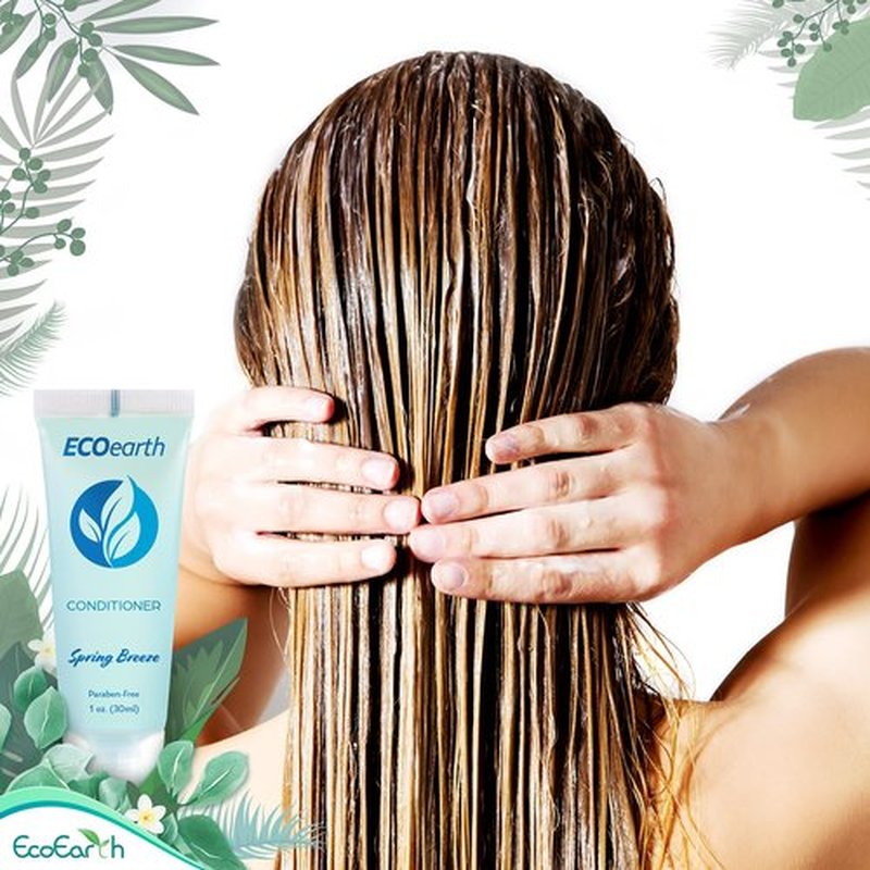 EcoEarth - Travel Size Conditioner - 1 fl oz, 200 PK, Spring Breeze - Delight Your Guests with Revitalizing and Refreshing Hotel Conditioner - Small Size Travel Amenities - Hotel Toiletries in Bulk