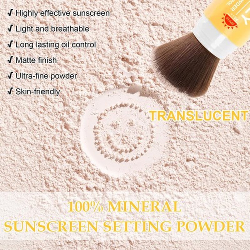 Skiennix Mineral Sunscreen Setting Powder - SPF 35 Brush Powder for Face & Scalp | Lightweight, Oil Control, Translucent