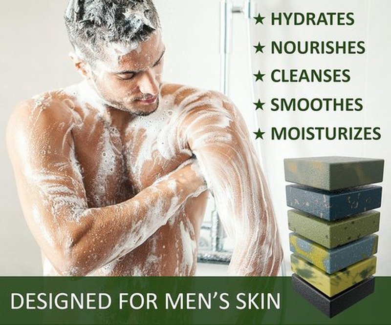 Natural American Elements Men's Bar Soap - 100% Natural, Essential Oils & Organic Shea Butter - 5 oz (6-Pack)