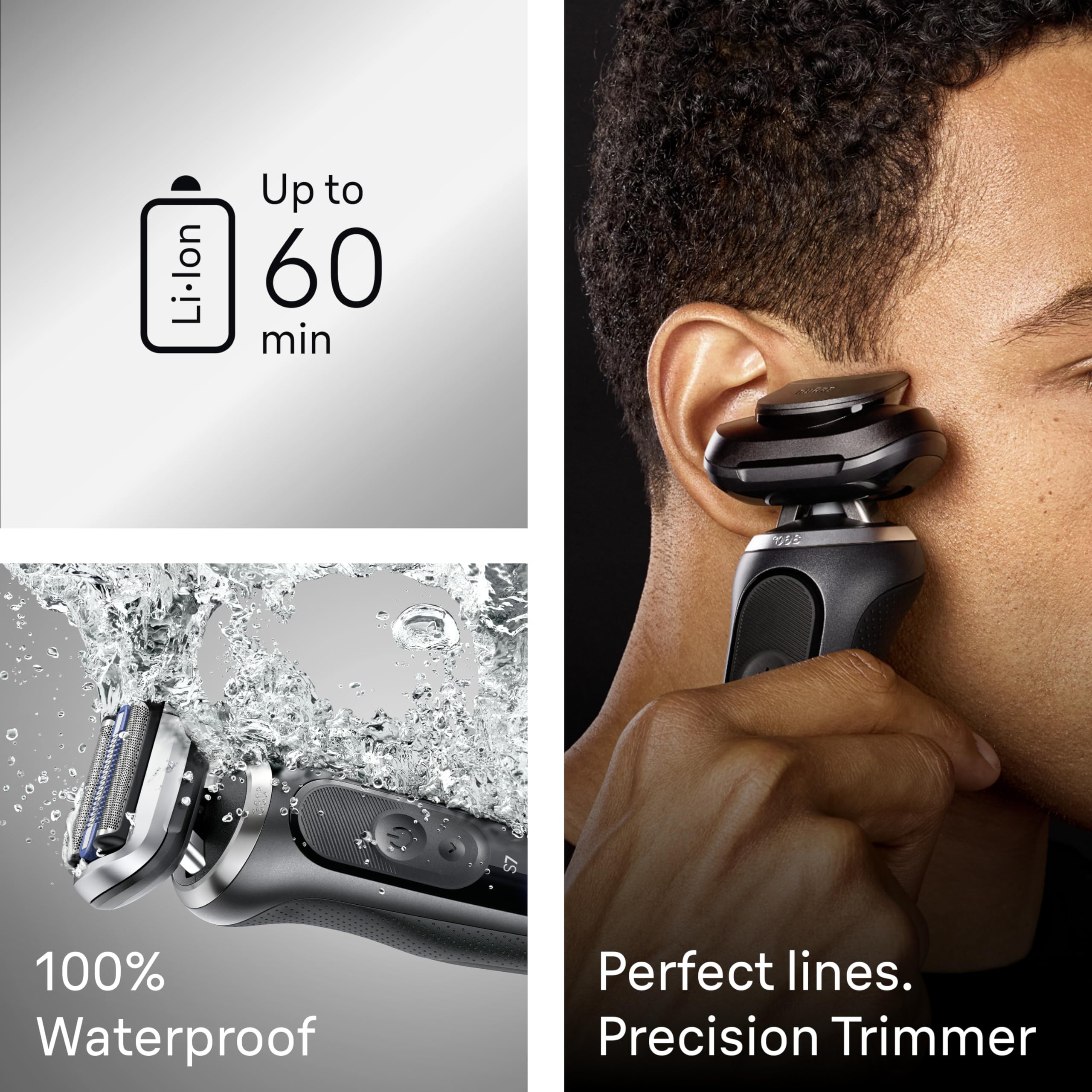 Braun Electric Shaver for Men, Series 7 7120s, Wet & Dry Shave, Turbo & Gentle Shaving Modes, Waterproof Foil Shaver, with Precision Trimmer, Space Grey