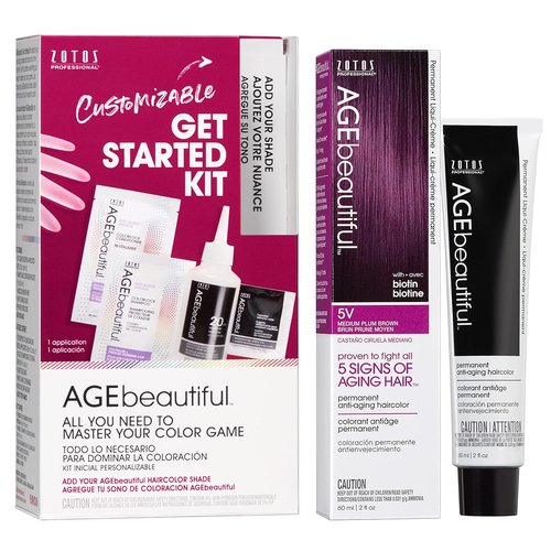 AGE Beautiful Permanent Hair Color Dye - 100% Gray Coverage & Anti-Aging Formula | Biotin for Thicker, Healthier Hair