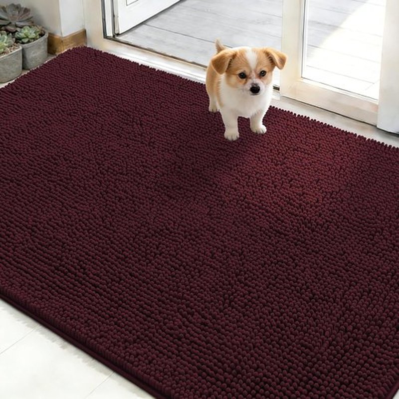 OLANLY Dog Door Mat - Absorbent Non-Slip Washable Doormat for Muddy Paws | 48x30 Inches, Russet Color