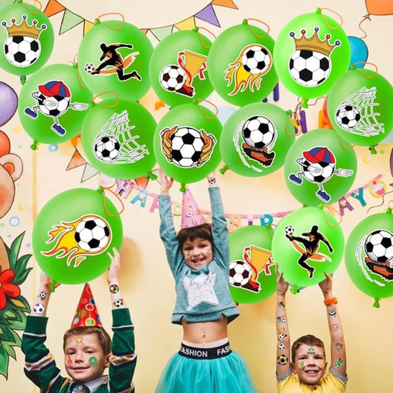 72 PCS Soccer Party Favors – 48 Pre-Cut Temporary Tattoos & 24 Soccer Punch Balloons Themed Birthday Party Decorations Supplies Favors Gifts, Goodie Bag Fillers, Classroom Rewards