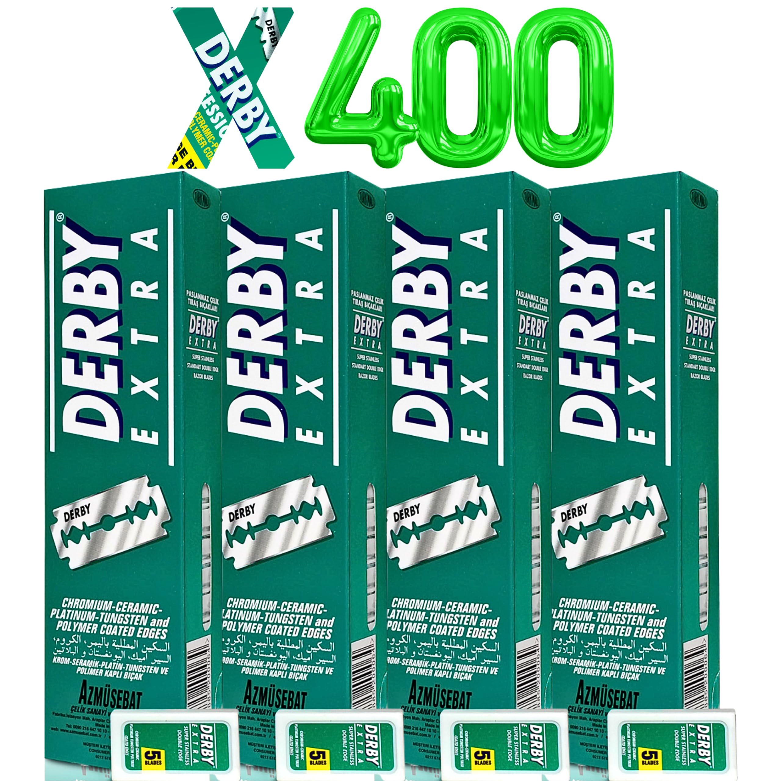 400 "Derby Extra Professional" Double Edge Razor Blades for straight razor (400)
