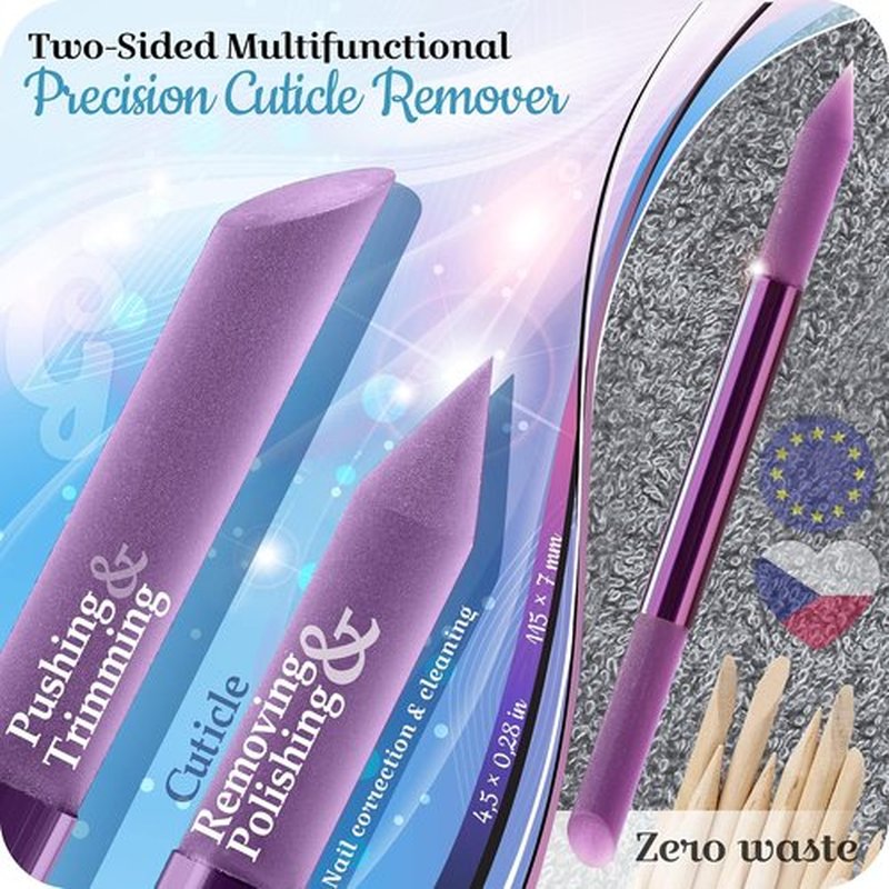 GLADZY Glass Cuticle Pusher - Professional Manicure Stick with Durable Abrasive Surface, Czech Quality