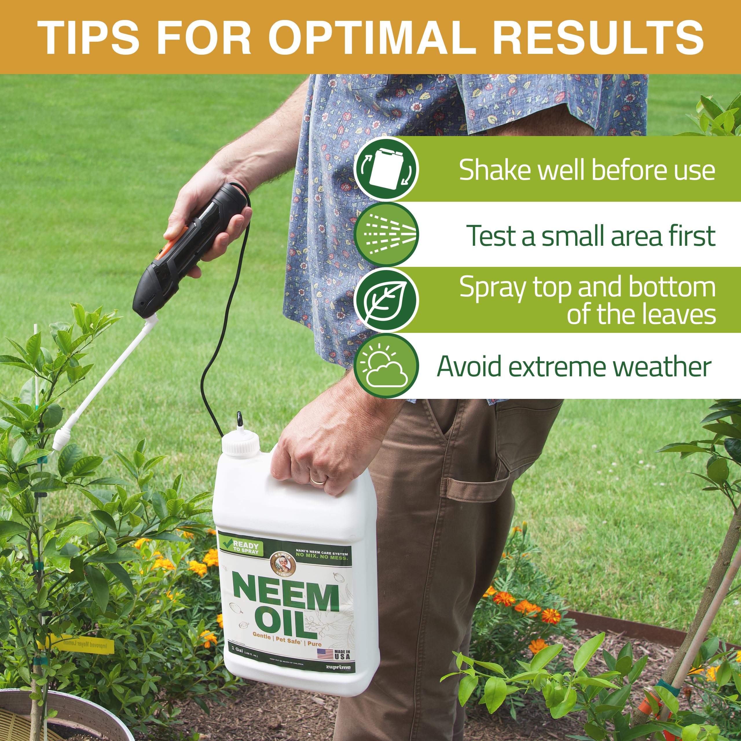 Nani’s Neem Oil Spray for Plants (1G Refill) - Ready-to-Use, Made from 100% Cold-Pressed Organic Neem Oil for Plants - Indoor & Outdoor Use for Healthier Horticultural Growth