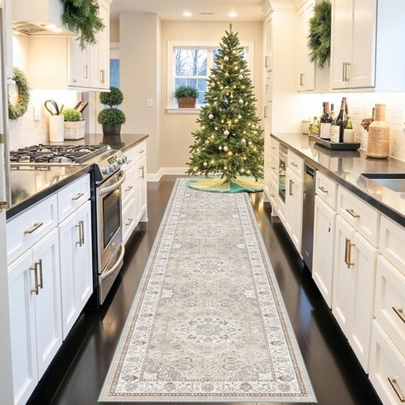 Hallway Washable Runner Rug - Vintage Soft Non-Slip 3x20 Indoor Carpet for Entryway & Living Room | Beige