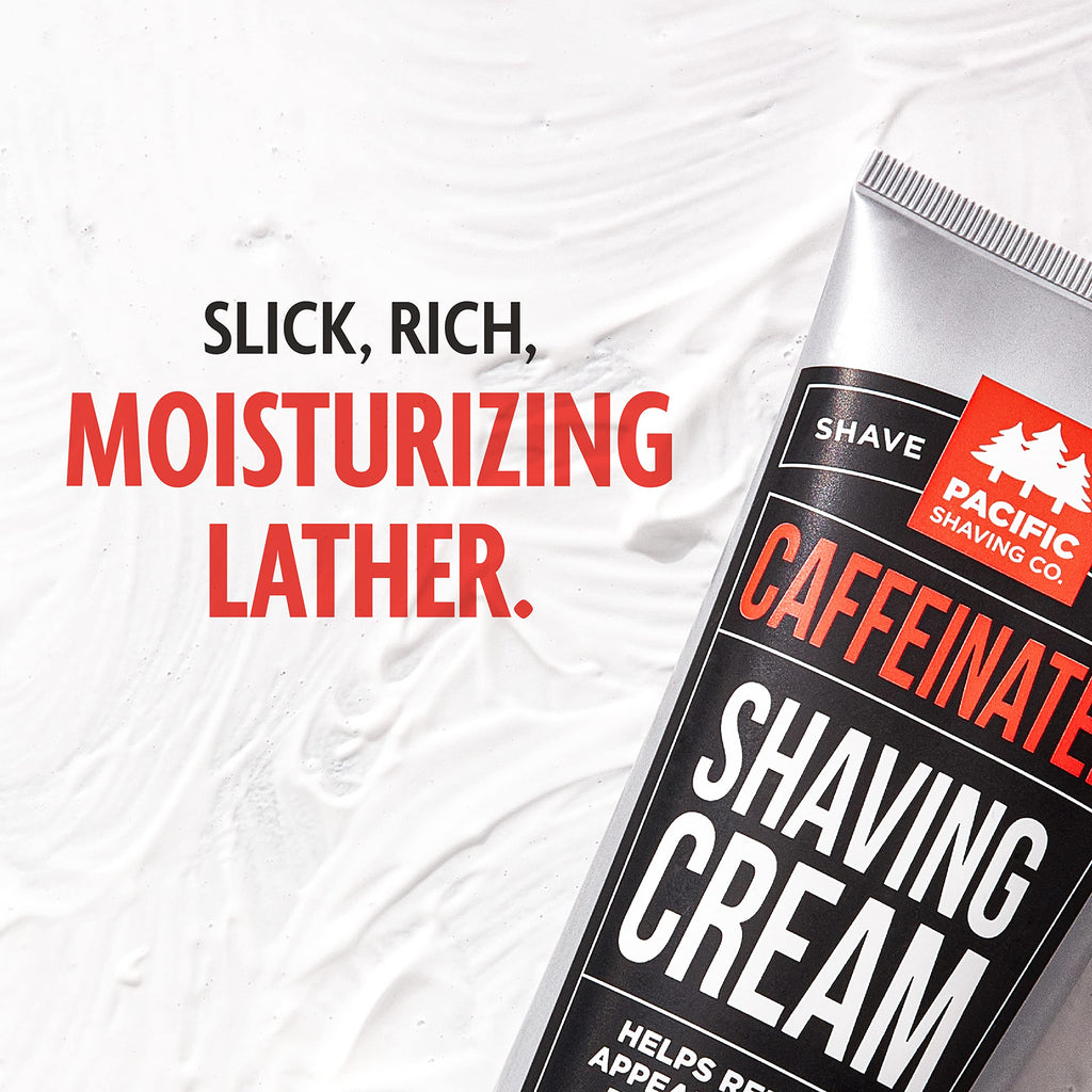 Pacific Shaving Company Caffeinated Shaving Cream - Helps Reduce Appearance of Redness With Safe Natural and Plant-Derived Ingredients Soothes Skin Paraben-Free Made in USA (3.4 Fl Oz, 3 Pack)