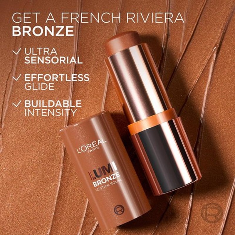 L'Oreal Paris Lumi Bronze Bronzer Stick - Cream-To-Powder Formula for a Sunkissed Glow | 110 Toasted Sunlight