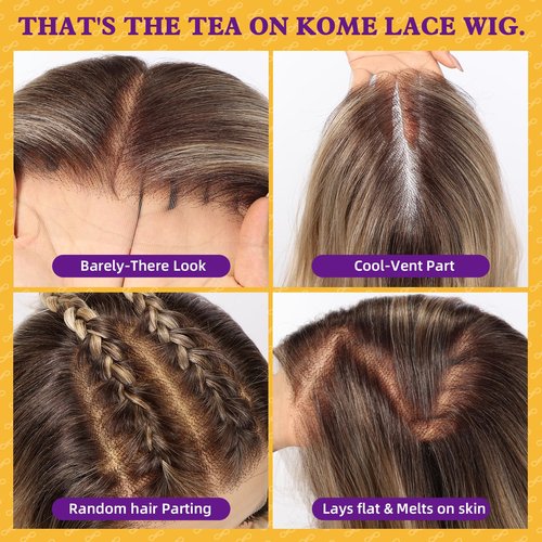 KOME Dirty Blonde Synthetic Lace Front Wig,13×6 Pre Plucked Curly Glueless Wigs for Women Daily Party Use 26IN(#TT6/1603)