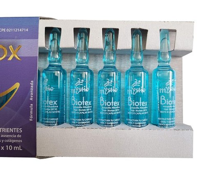 Mystic Biotex Ampoule Anti-Frizz Hair Treatment - Restores & Repairs Damaged Hair - 7 Pack with Hyaluronic & Amino Acids