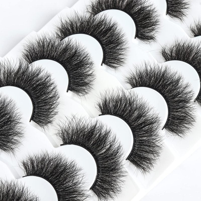 Wleec Beauty Full Dramatic False Eyelashes 7 Pairs Fluffy Eyelash 18mm Handmade 3D Faux Mink Lashes Pack FM31