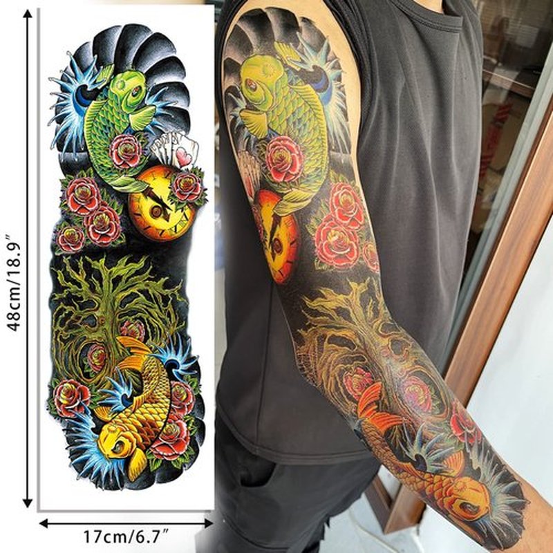 Aresvns Temporary Tattoos for Men and Women,Waterproof and Long Lasting Sleeve Tattoos for Adults, Full Arm Fake Tattoos for BBQ Pool Beach Party
