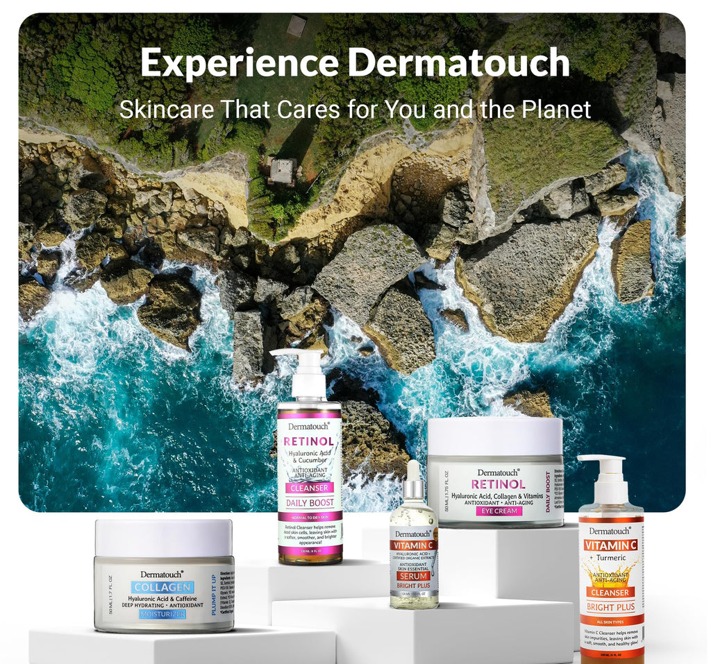 DERMATOUCH Retinol Eye Cream With Hyaluronic Acid, Vitamin C, A, & E, Collagen, & Caffeine, Under Eye Moisturizer With Vitamins & Antioxidants, Gluten Free, Non GMO Skin Care, Made in USA, 1.7 Fl Oz