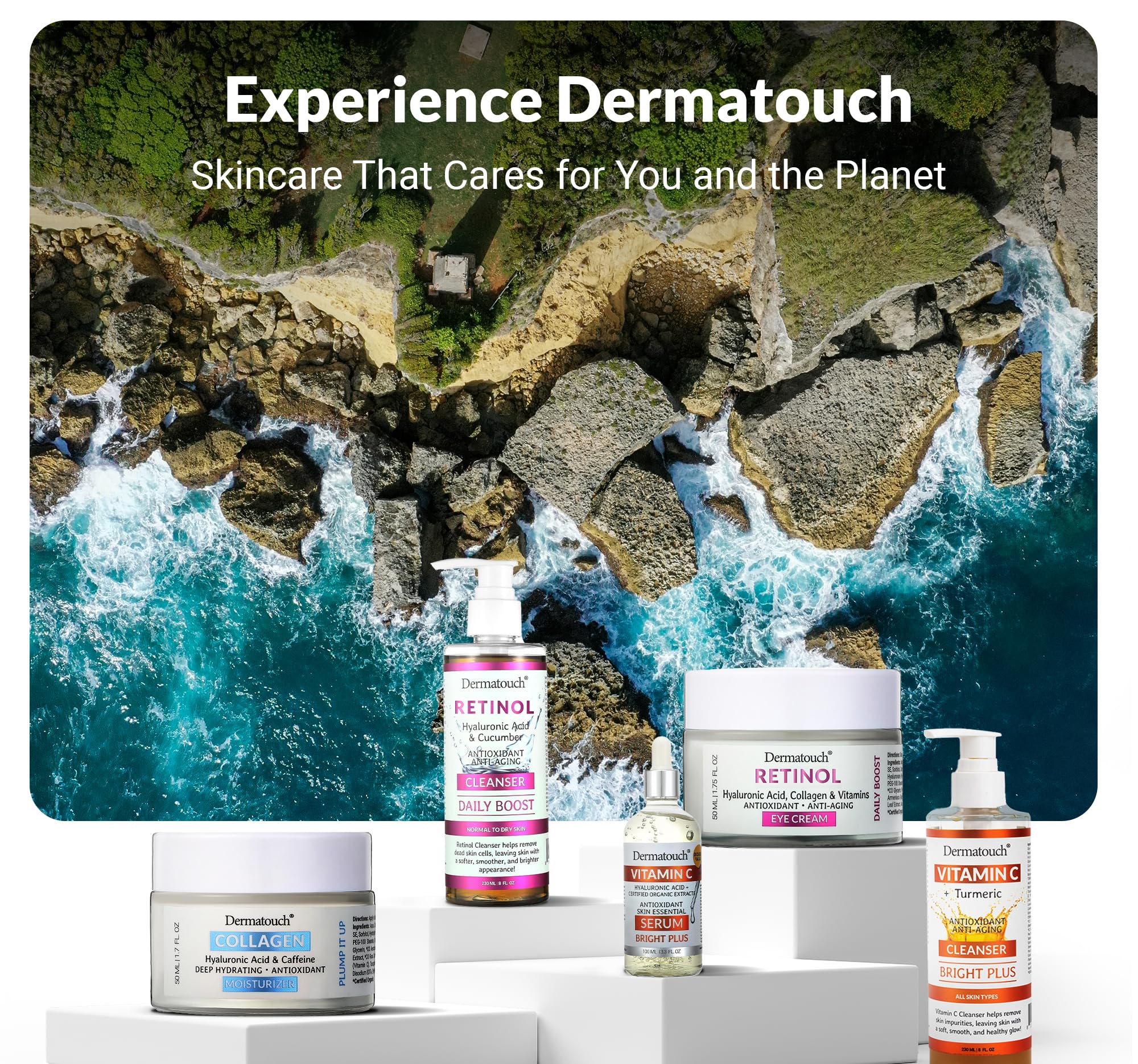 DERMATOUCH Retinol Eye Cream With Hyaluronic Acid, Vitamin C, A, & E, Collagen, & Caffeine, Under Eye Moisturizer With Vitamins & Antioxidants, Gluten Free, Non GMO Skin Care, Made in USA, 1.7 Fl Oz