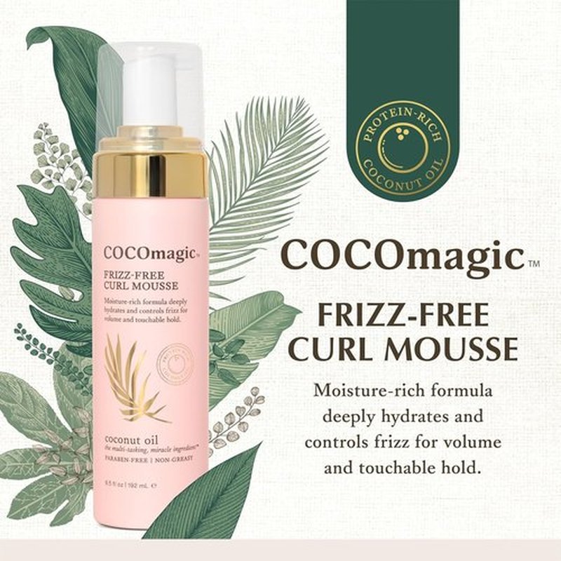 Cocomagic Curl Mousse - Frizz-Free Definition & Soft Hold with Coconut Oil | 6.5 Fl Oz, Paraben-Free