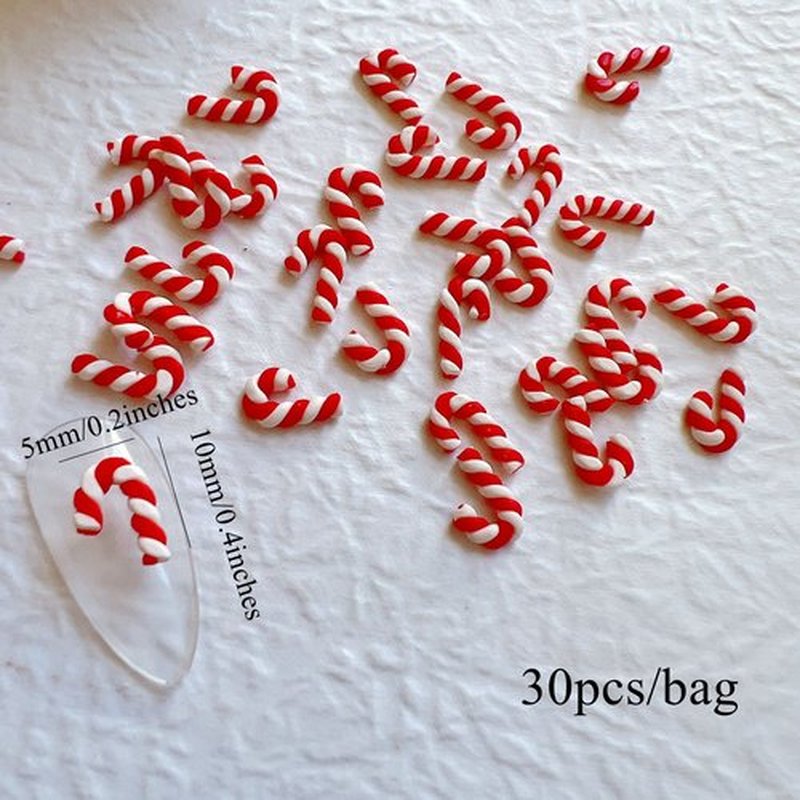 NAIL ANGEL 30PCS/Bag Nail Art 3D Polymer Clay Christmas Candy Shape Decoration 10320