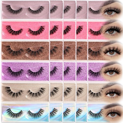 APCYUST Wispy Lashes Bulk 30 Pairs Natural Volume Eyelashes Mixed Styles Wholesale Cat Eye & Doll Eye Strip Lash Sets Short Thick Fluffy False Mink Eyelash Strips Full Fake Pestañas Postizas