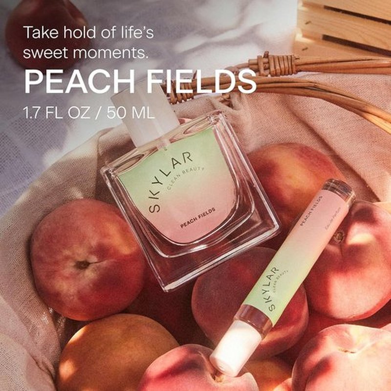 Skylar Peach Fields Eau de Parfum - Hypoallergenic Clean Fragrance for All - Sweet Mandarin & Peach Notes - 10mL / 0.33 Fl oz