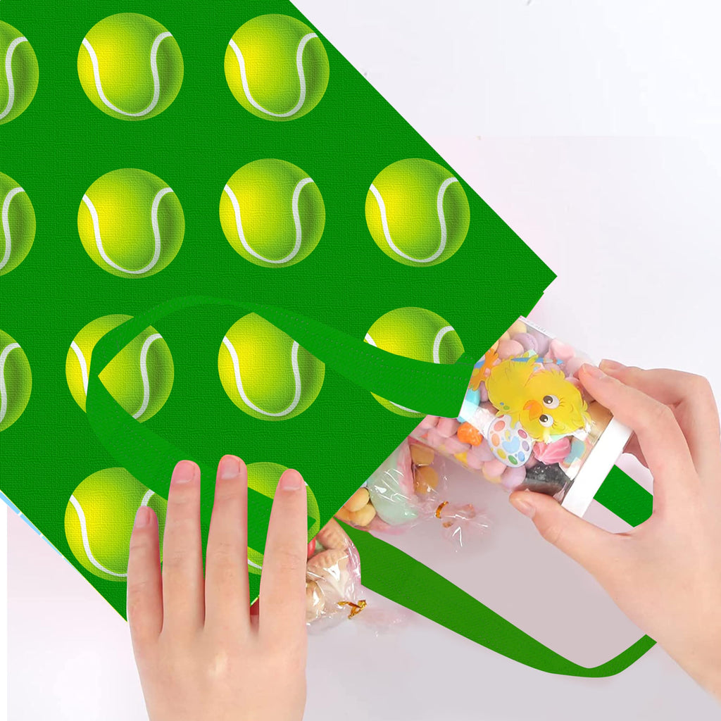 C L cooper life 12pcs Tennis Party Gift Treat Bags with Handles Tennis Theme Non-Woven Grocery Shopping Bags for Sports Birthday Party Tennis Events Baby Shower Supplies
