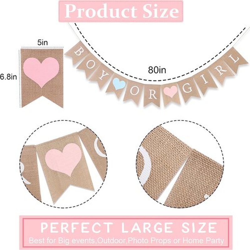 Regine Switzerland Burlap Banner - Rustic Gender Reveal Decor for Baby Showers