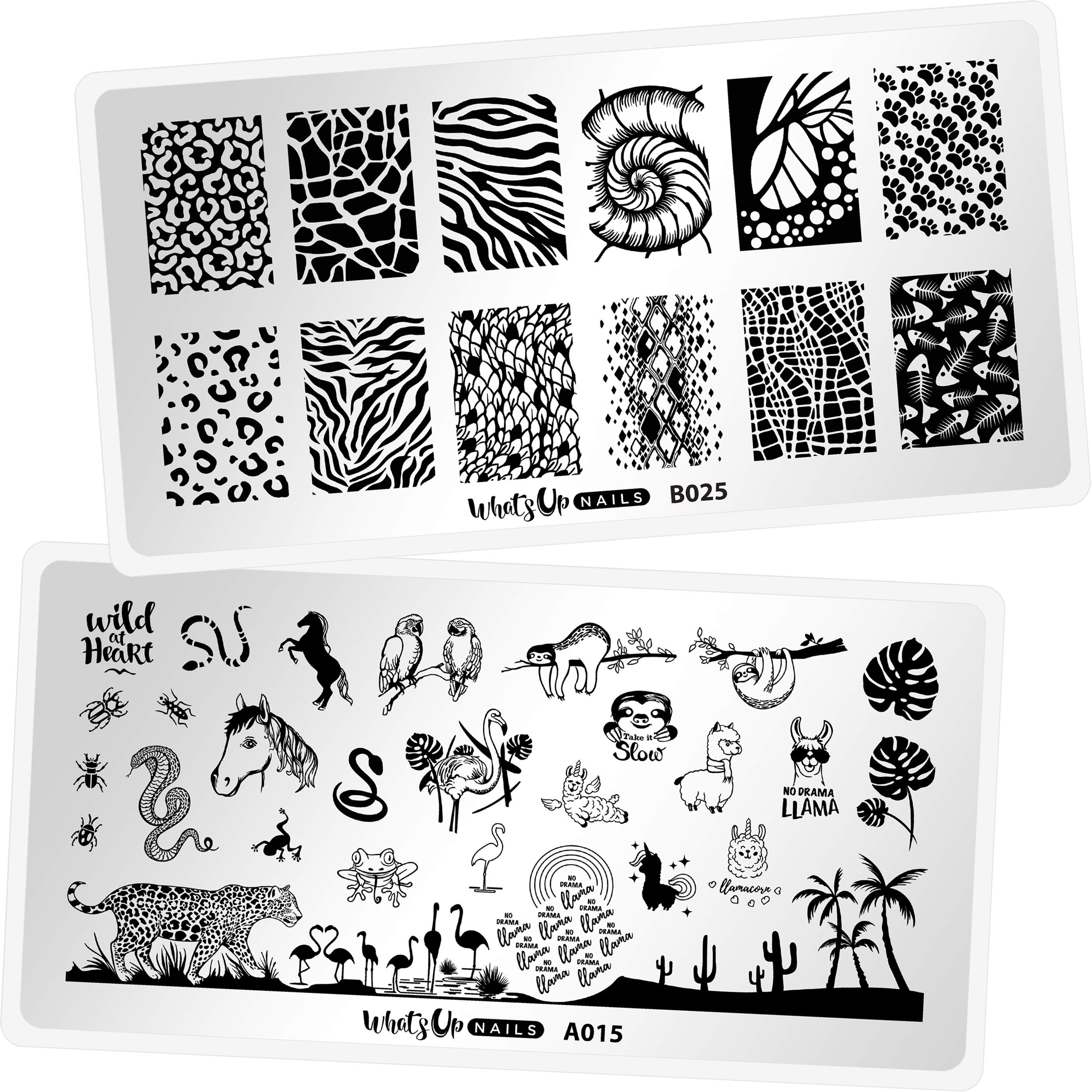 Whats Up Nails - Animal Stamping Plates 2 pack (A015, B025) for Nail Art Design
