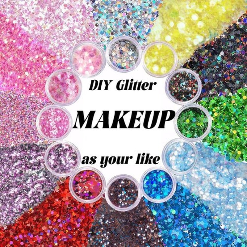 Skiennix Body Glitter - 12 Shapes Fine Chunky Glitter Gel for Makeup & Party Sparkles | White Scheme