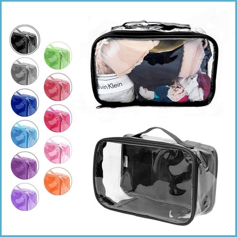 Skiennix Clear Travel Packing Cube - Transparent PVC Pouch for Suitcase & Backpack | Multipurpose Organizer (Black)